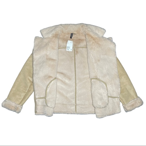 Suede faux fur moto jacket - Picture 3 of 8